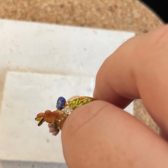 Les NEREIDES Whimsical deer Ring with Floral Accents - Picture 7 of 7